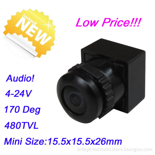 New! 170deg Fisheye Audio Video 480tvl Mini CCTV Color Camera +3.6-24V Wide Voltage (MC91AB18)